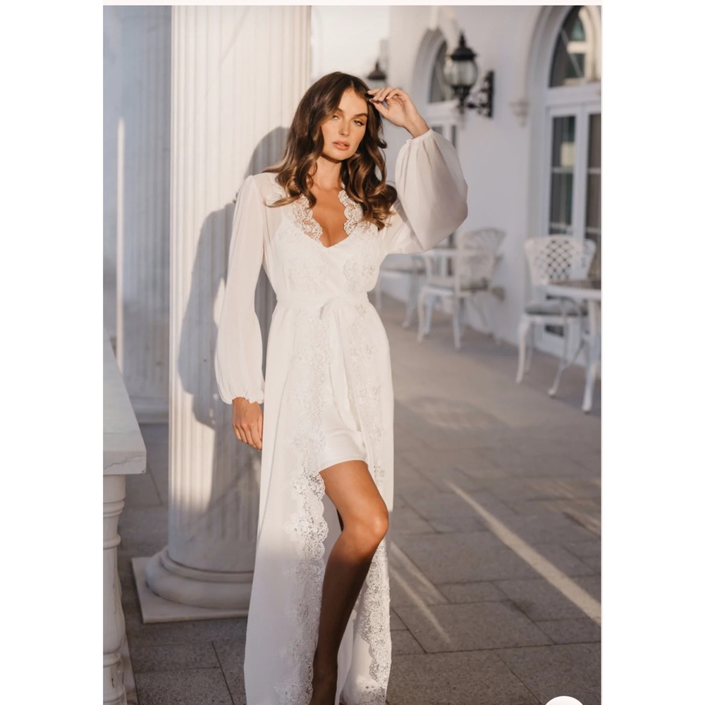 Lerose Layla lace trim maxi robe and slip dress